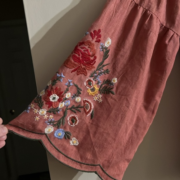 Umgee Off The Shoulder Terracotta Pink Floral Embroidered Bohemian Top. Size S - Picture 5 of 7